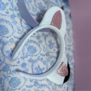 Glittery Pink and White Cat Ear Headband